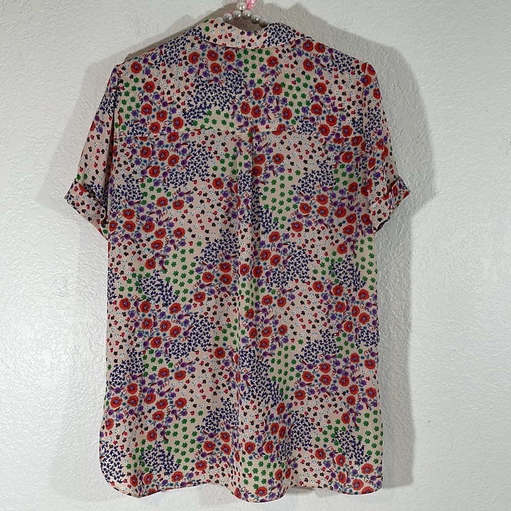 Rachel Zoe Floral Print Short Sleeve Button Down Blouse Size Medium - Picture 3 of 7